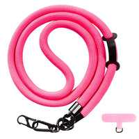 bandouliere pour telephone cordon rose épais mousqueton et attache universelle