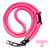 bandouliere pour telephone cordon rose épais mousqueton et attache universelle